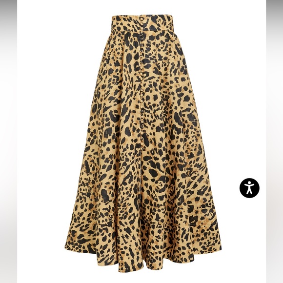 ZIMMERMANN Veneto Leopard Linen Skirt 1 US6 NWOT - Picture 3 of 14